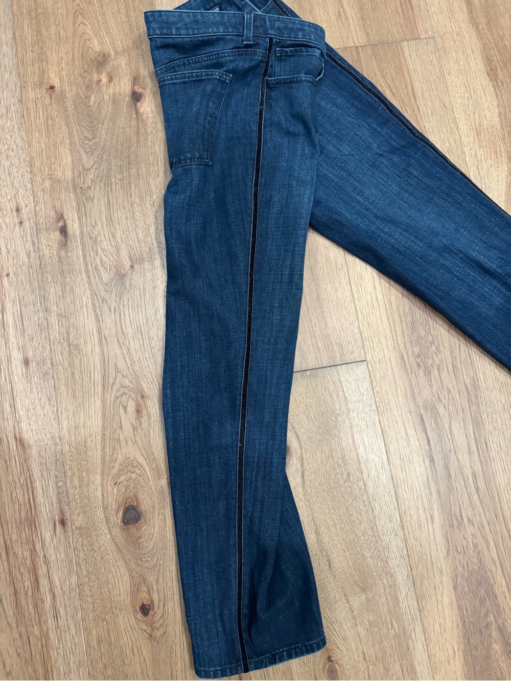 Talbots Dark Blue Straight-Leg Jeans with Contrast Side Stitch - Picture 2 of 4
